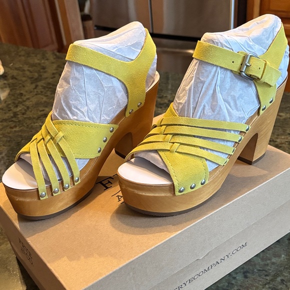 Frye Yellow Strappy Wedge Sandals - Picture 3 of 3